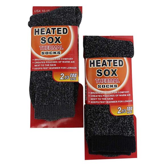 Black & Gray Mens Heated Thermal 2 Pack Winter Socks - Picture 5 of 6